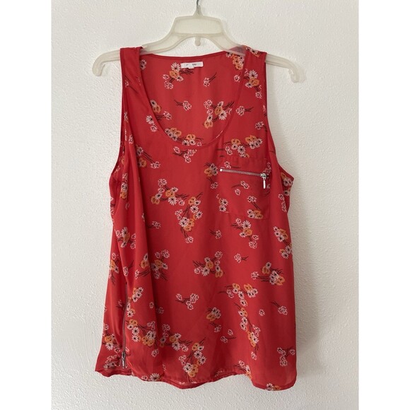 Maurices Floral Sleeveless Round Neck Zippers Sheer Detail Size XL - Picture 1 of 4